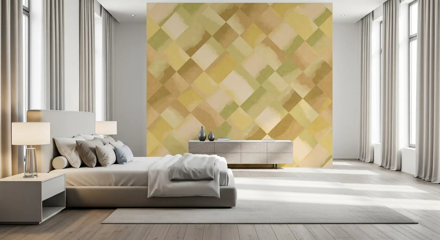 Relax Greenery Painted Checker Mural Wall Mural