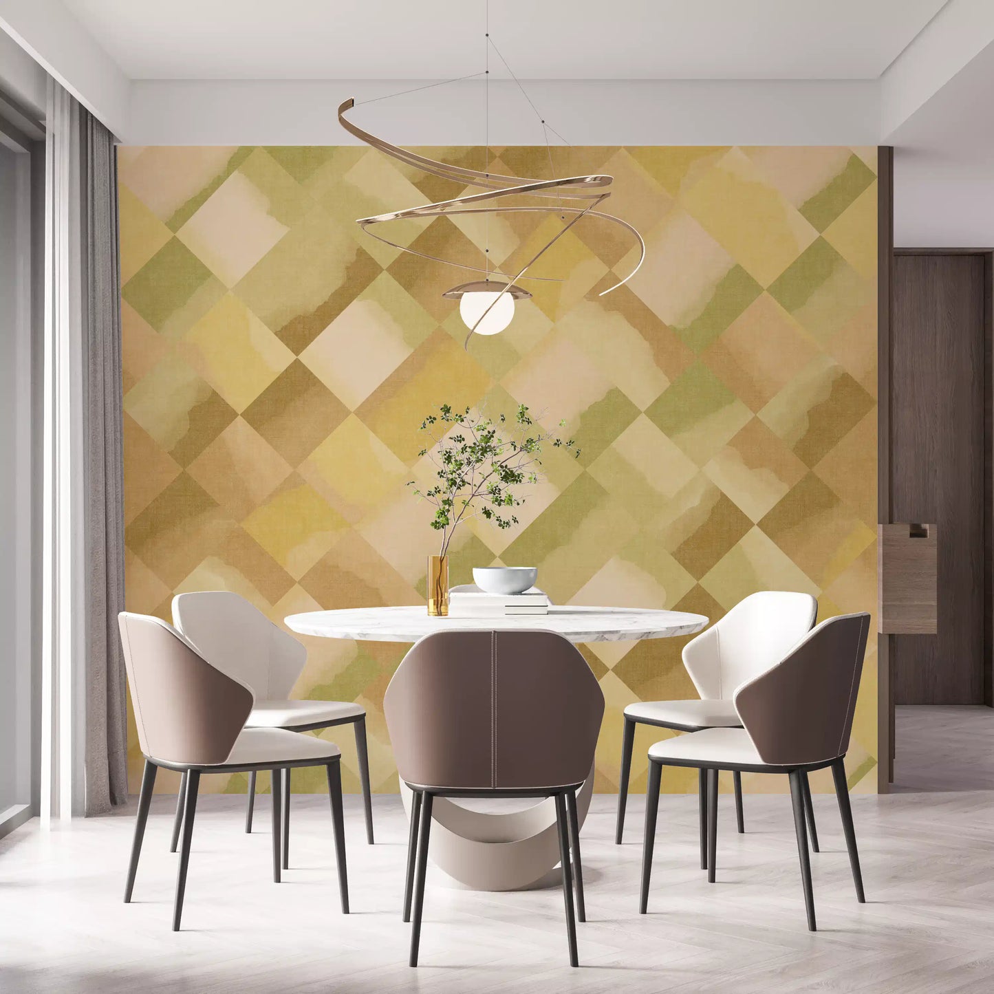 Relax Greenery Painted Checker Mural Wall Mural