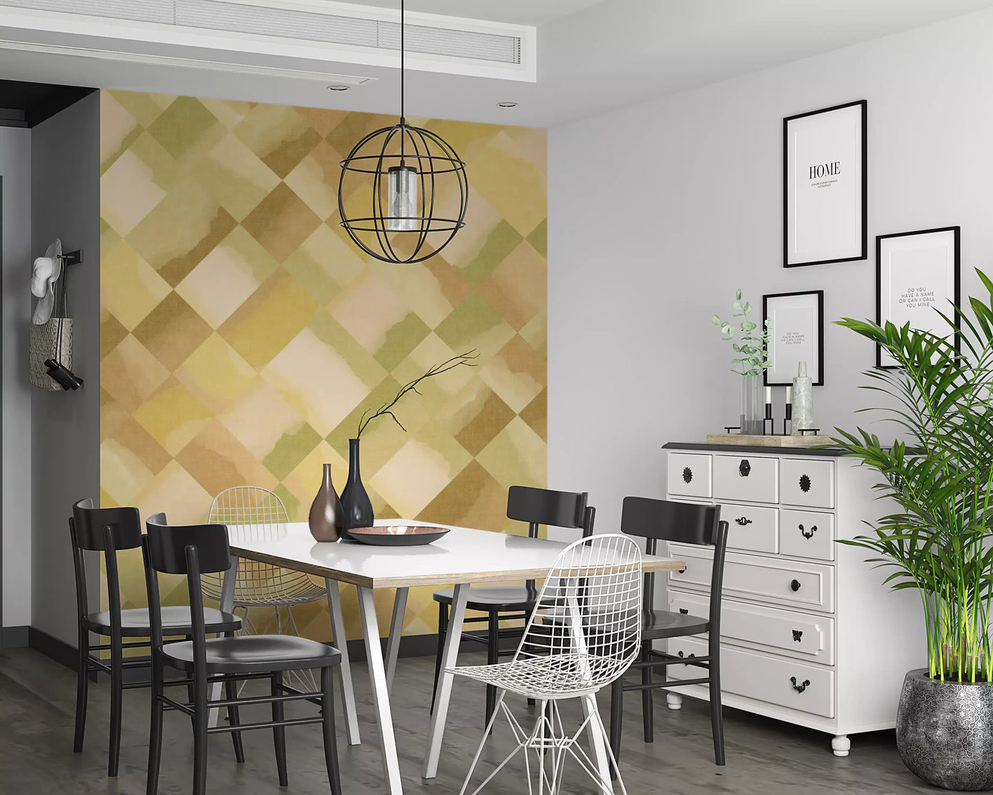 Relax Greenery Painted Checker Mural Wall Mural
