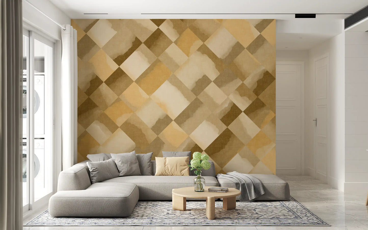 Relax Ocher Painted Checker Mural Wall Mural