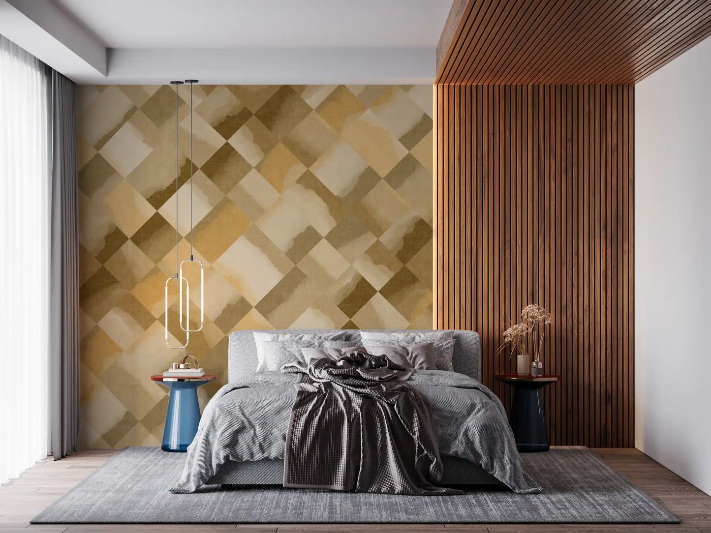 Relax Ocher Painted Checker Mural Wall Mural