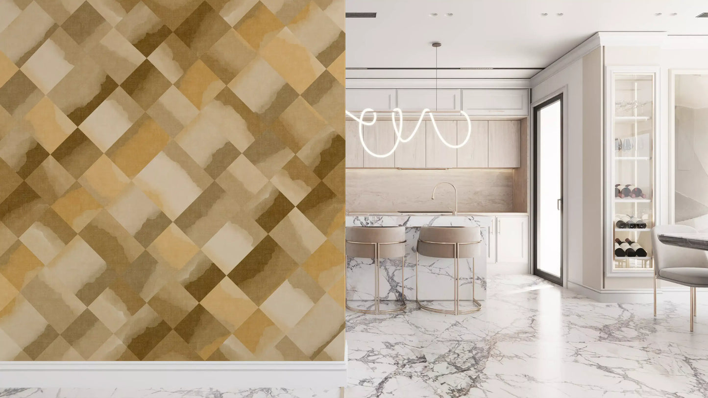 Relax Ocher Painted Checker Mural Wall Mural