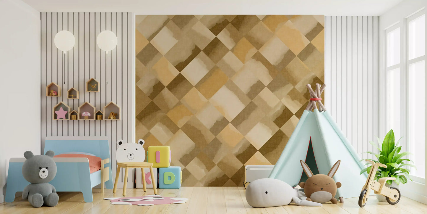 Relax Ocher Painted Checker Mural Wall Mural