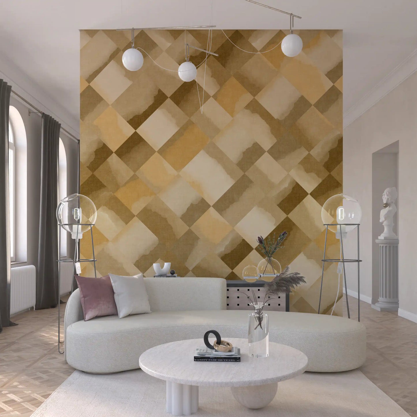 Relax Ocher Painted Checker Mural Wall Mural