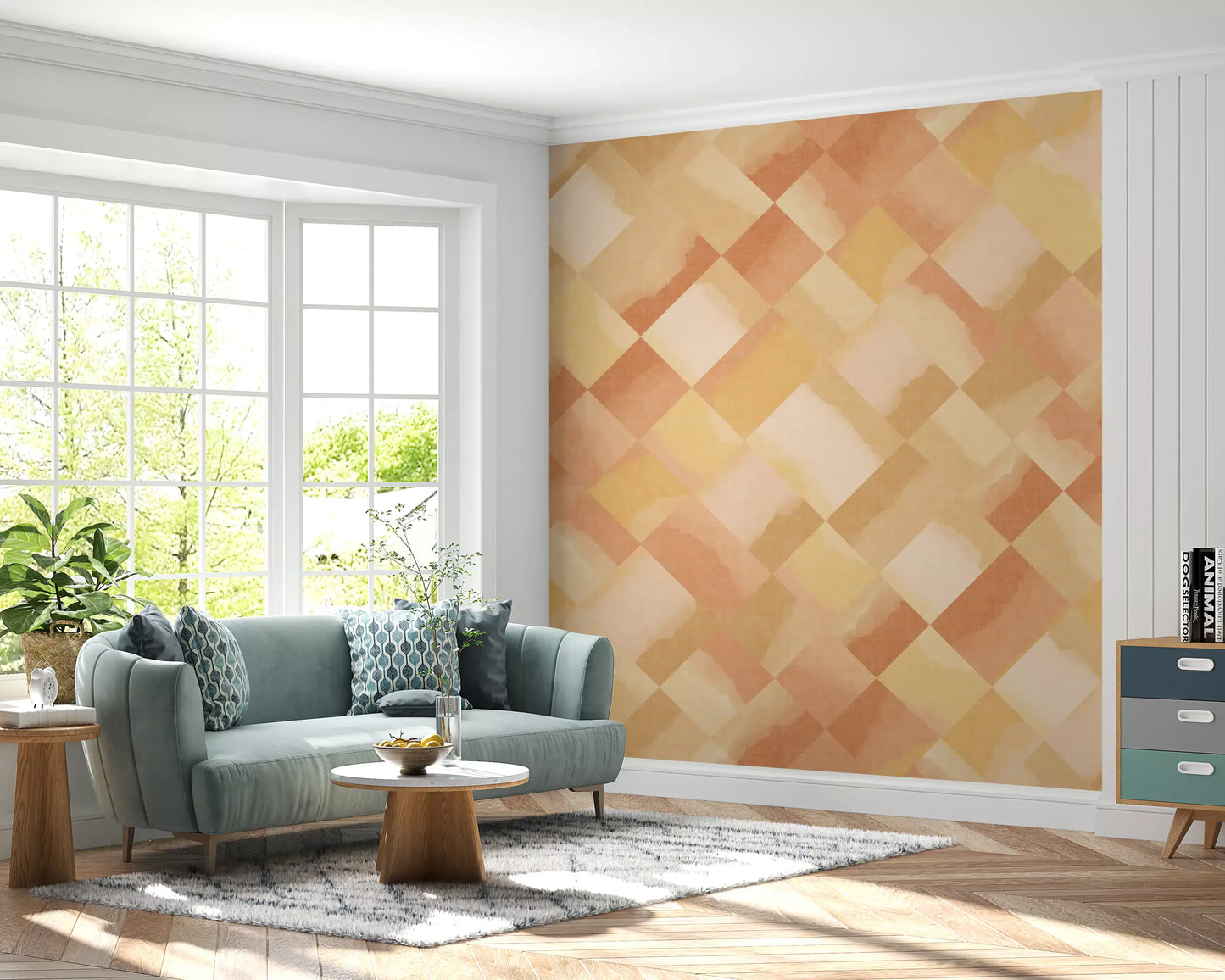 Relax Sunny Painted Checker Mural Wall Mural