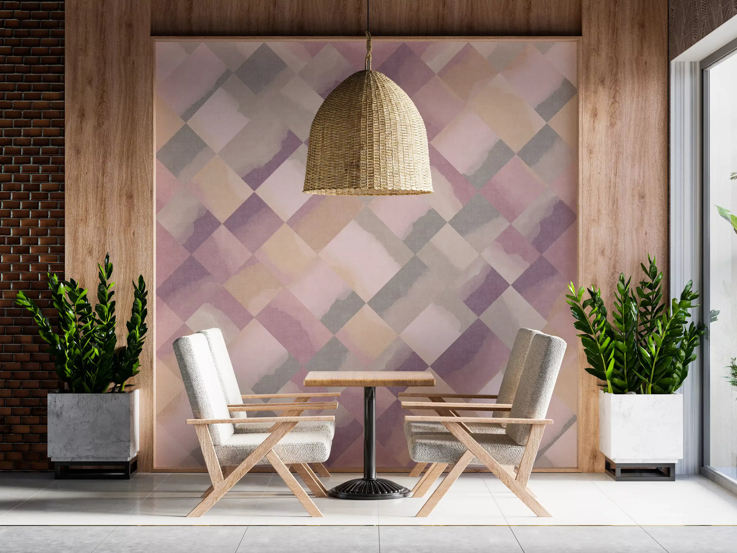 Relax Sunrise Painted Checker Mural Wall Mural