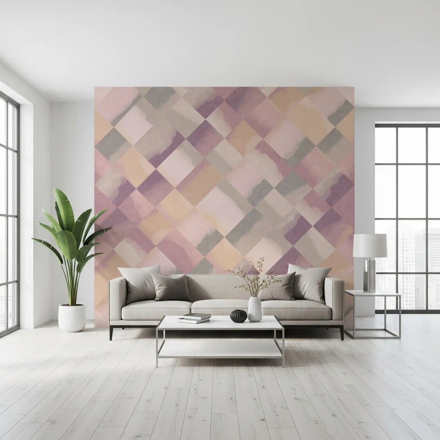 Relax Sunrise Painted Checker Mural Wall Mural