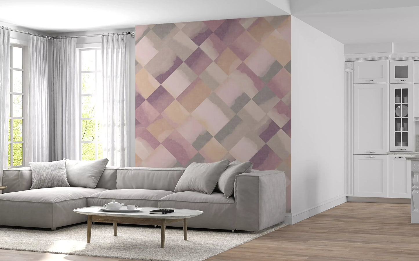 Relax Sunrise Painted Checker Mural Wall Mural