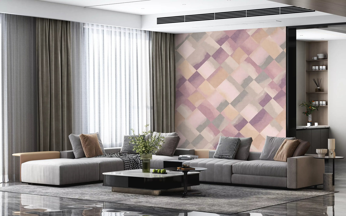 Relax Sunrise Painted Checker Mural Wall Mural