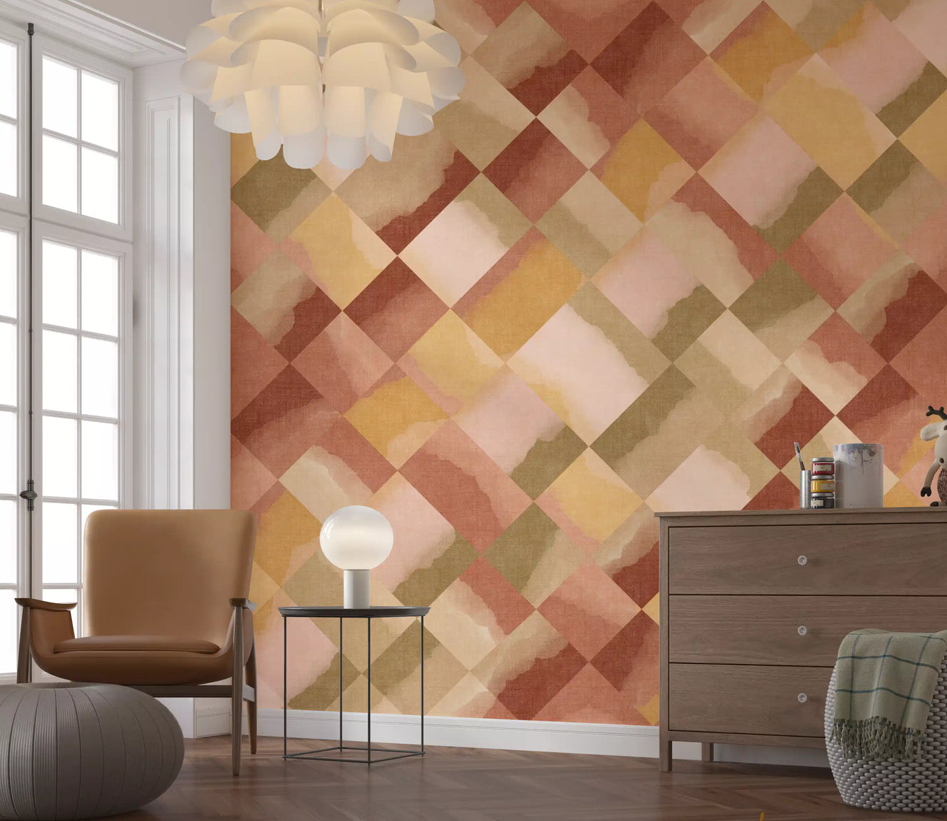 Relax Sunset Painted Checker Mural Wall Mural