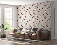 Warm watercolor dots wallpaper with muted natural colours
