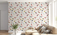 Minimalist wallpaper featuring hand painted watercolor circles
