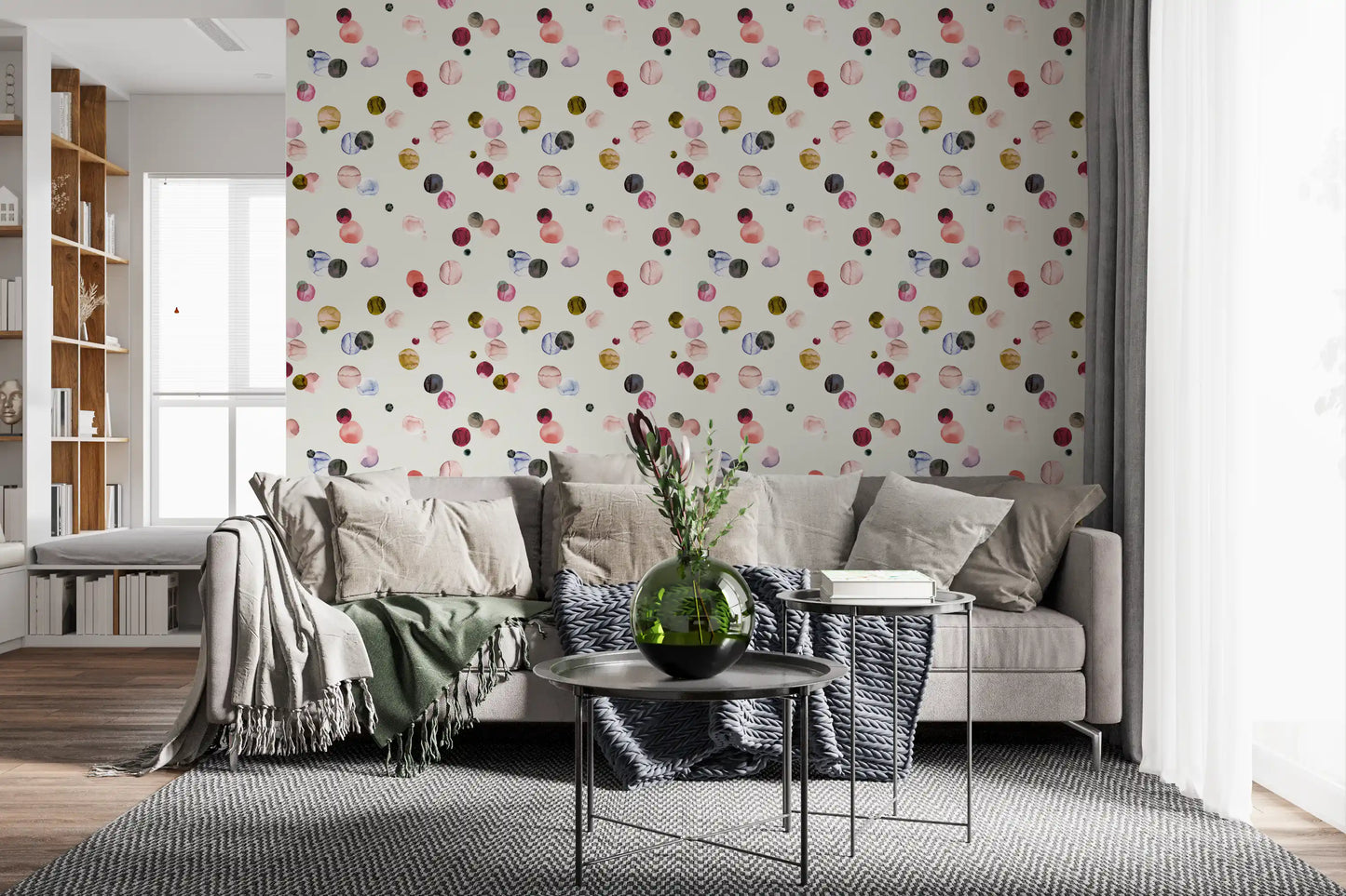 Soft terracotta dot wallpaper with subtle watercolor texture
