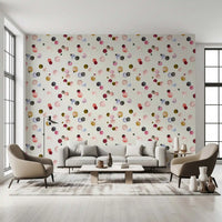 Earthy wallpaper with repeating hand painted dot pattern
