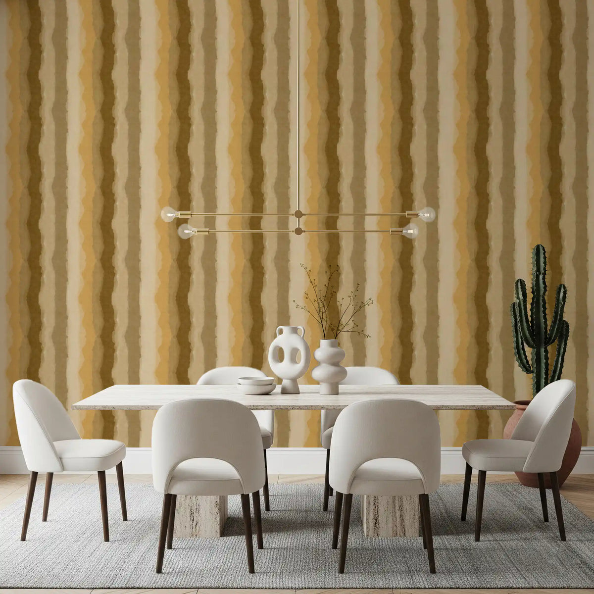 Minimalist wallpaper with warm ocher watercolor stripes
