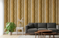 Earth toned stripe wallpaper with hand painted texture
