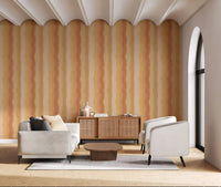 Watercolor stripe wallpaper in warm sunshine yellow tones