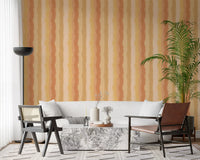 Contemporary wallpaper with sunny yellow watercolor stripes
