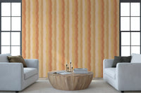 Painted stripe wallpaper in golden and cream color tones
