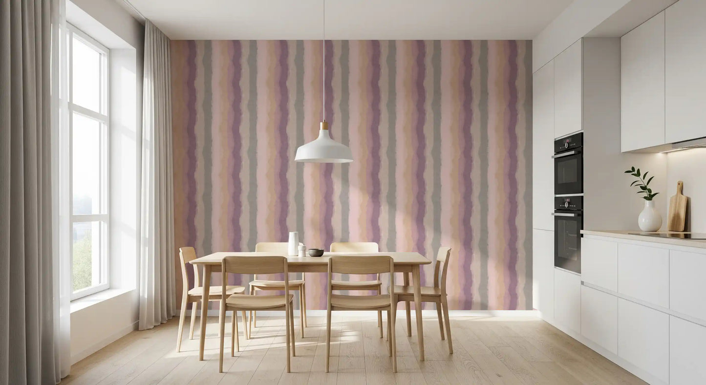 Modern wallpaper with delicate painted vertical stripe pattern
