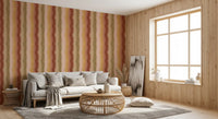 Sunset painted stripes wallpaper with warm coral brushstrokes
