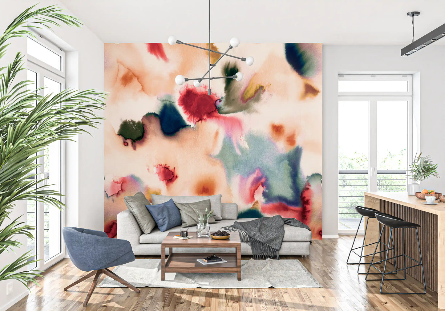 Abstract Watercolor Flow Wall Mural