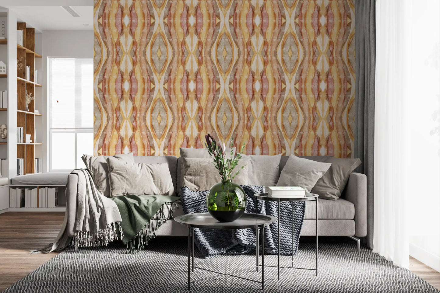 Hallway Golden Rhythm Wallpaper with soft vertical stripe movement
