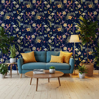 Home office area Enchanted Midnight Wallpaper with floral branches and soft color