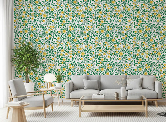Golden Bloom Rose Trellis Wallpaper⁠