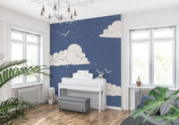 Cloud Sky wall mural styling a daytime mood in a living room