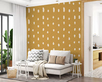 A relaxed retro feel suits a lounge with the Seed Dots wall mural.