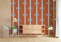 Two cream verticals frame rope knot pairs in Nautical Rope Stripe wallpaper.