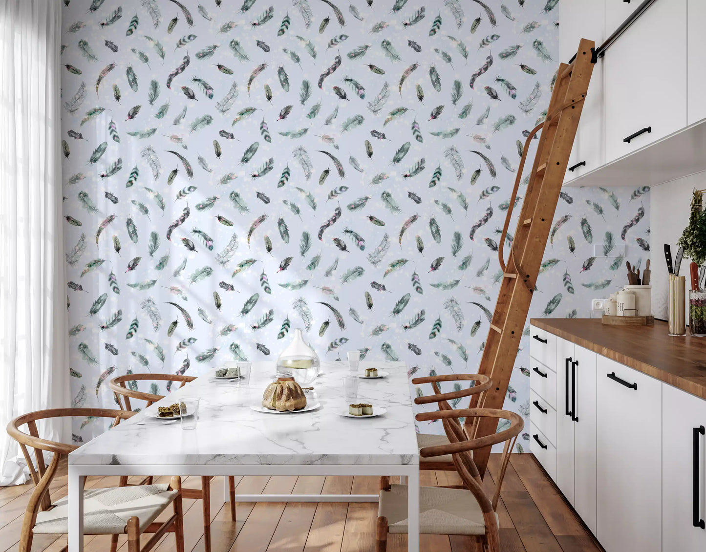 Ethereal Feather Dance Wallpaper⁠