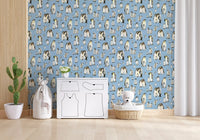 Watercolour penguins parade Hallway corner on this Penguin Family wallpaper.