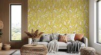 Butter Yellow Botanical Vine Wallpaper Scandinavian Wallpaper⁠