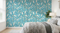 Sky Blue Botanical Vine Wallpaper Scandinavian Wallpaper⁠