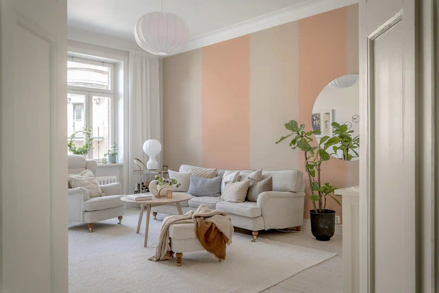 Blush Pink Stripe Wallpaper Grandmillennial Wallpaper⁠