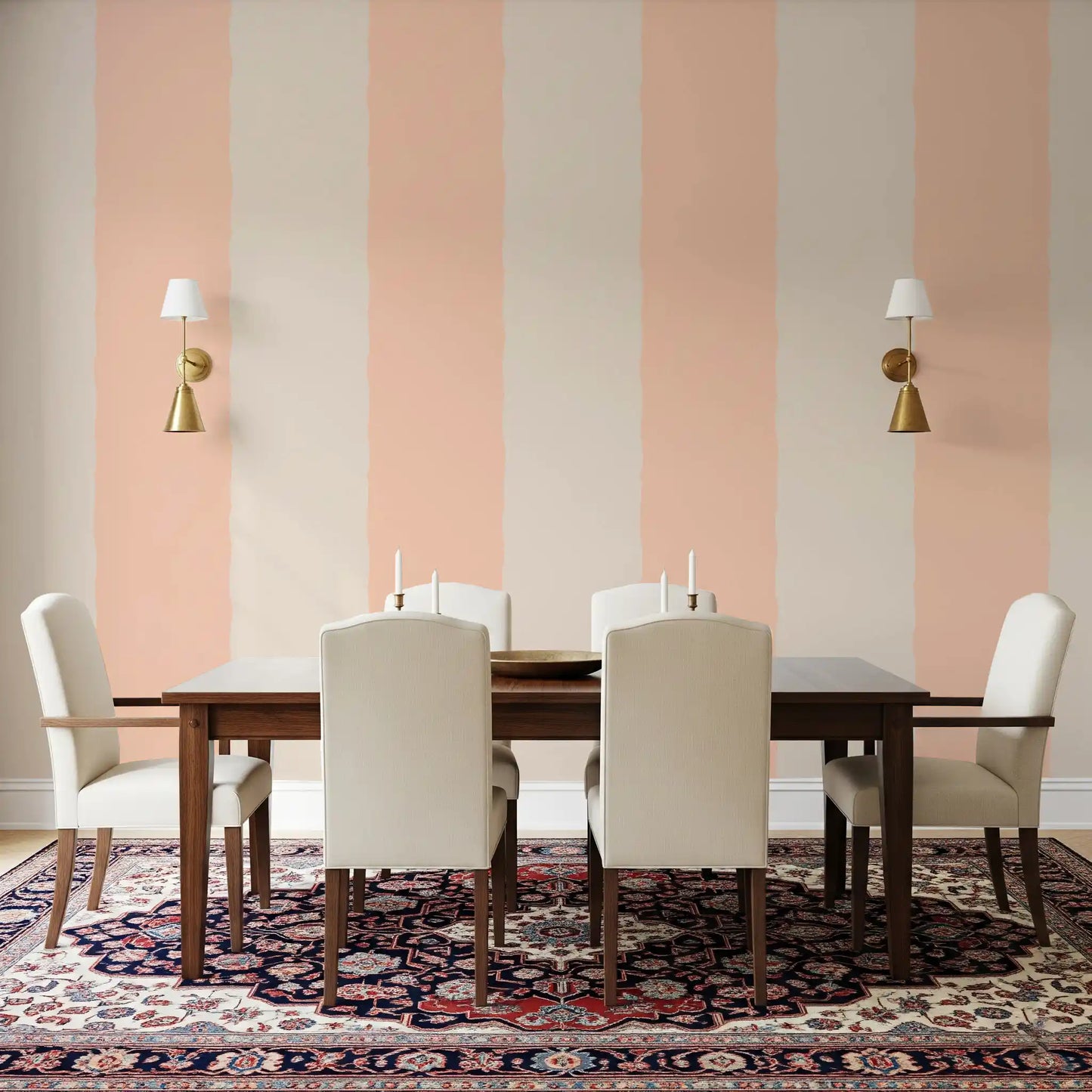 Blush Pink Stripe Wallpaper Grandmillennial Wallpaper⁠