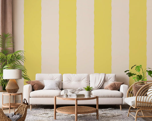 Butter Yellow Stripe Wallpaper