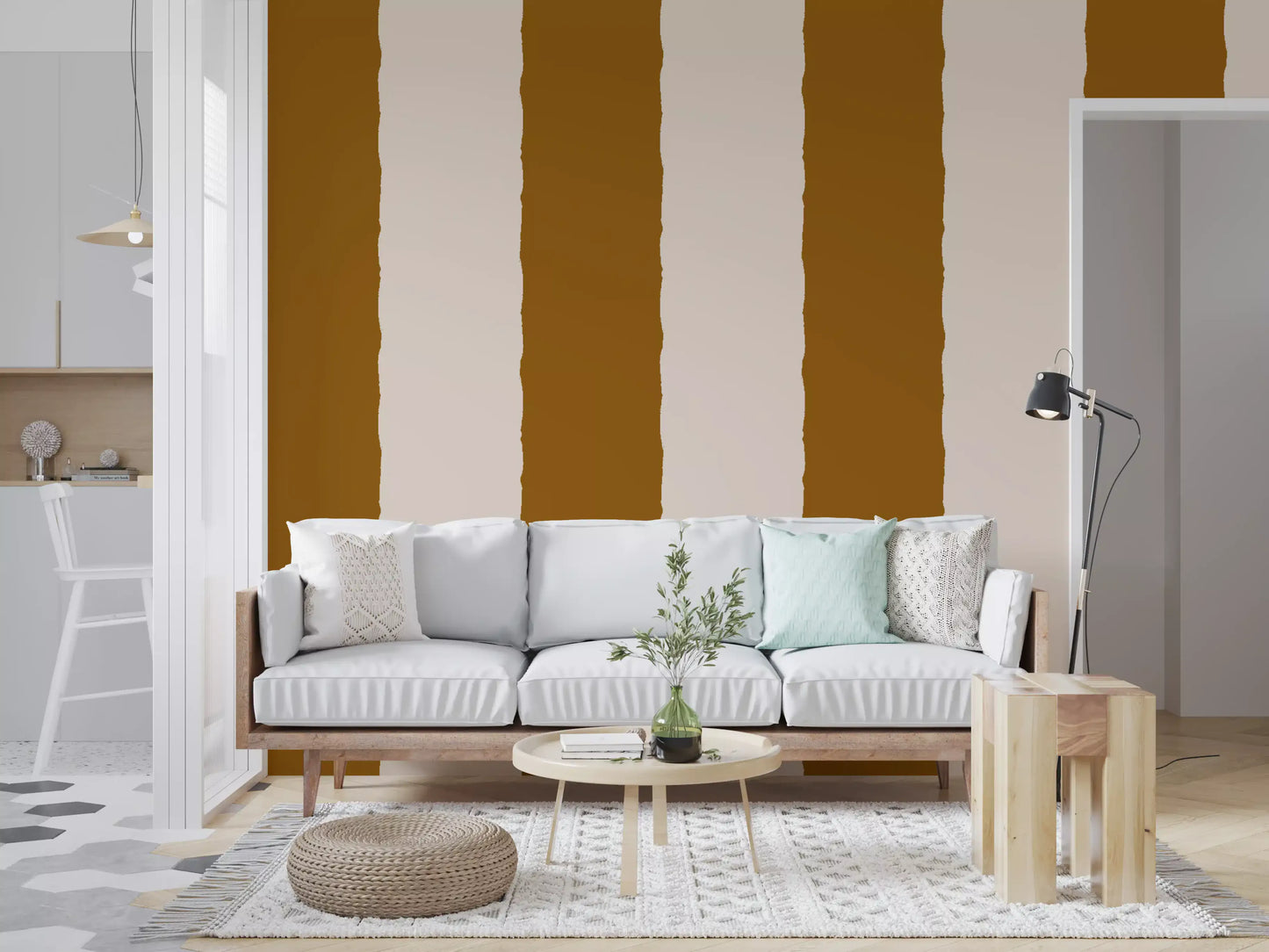 Cinnamon Brown Stripe Wallpaper Grandmillennial Wallpaper⁠