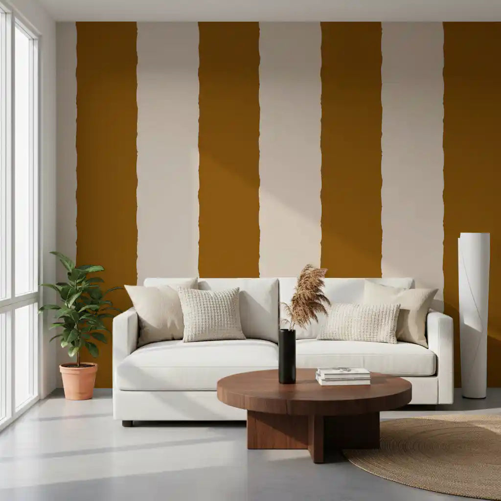 Cinnamon Brown Stripe Wallpaper Grandmillennial Wallpaper⁠