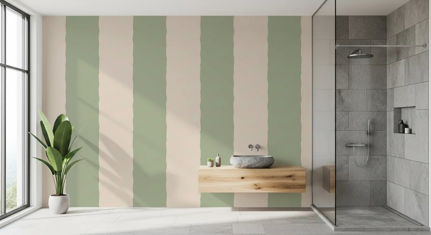 Sage Green Stripe Wallpaper Grandmillennial Wallpaper⁠