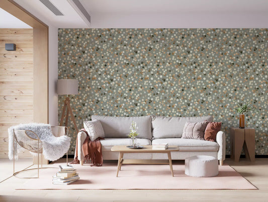 Sage and Sand Watercolor Polka Dots Wallpaper⁠