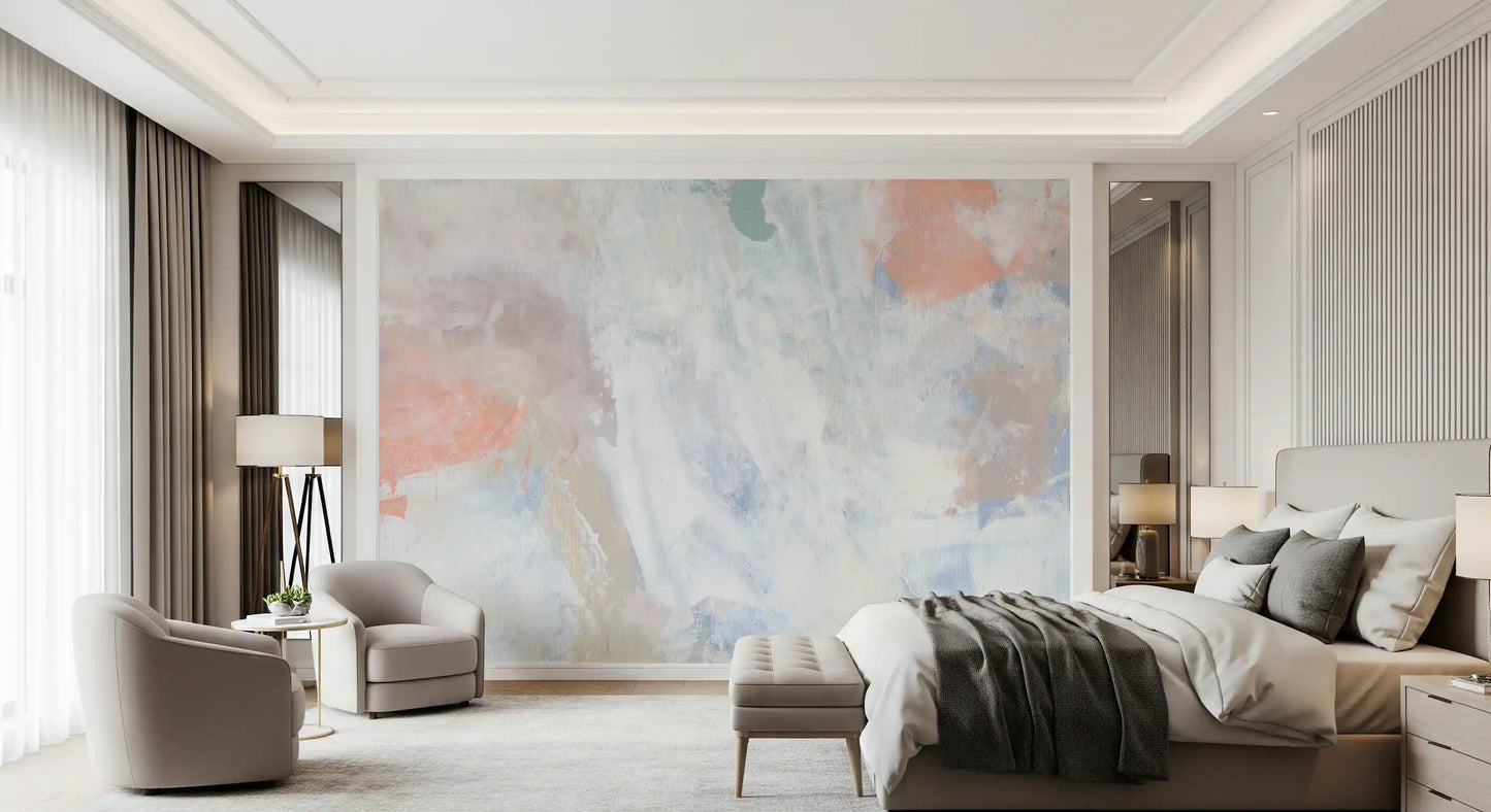 Soft Serenade Pastel Brushstrokes Wallpaper Wall Mural