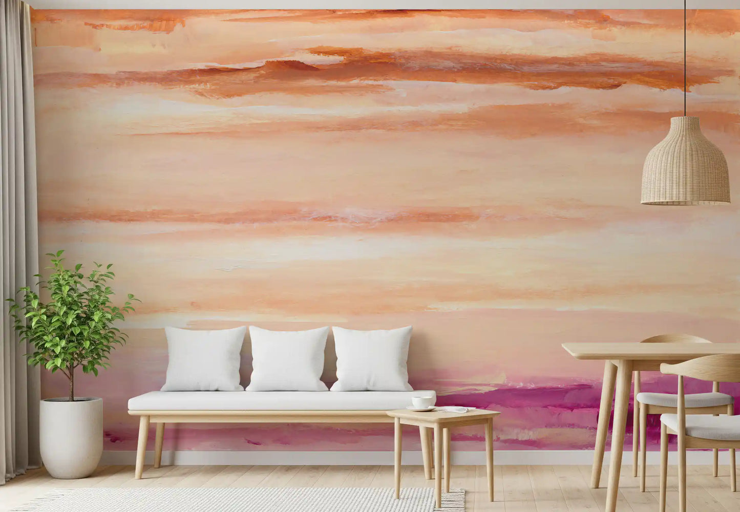 Sunset Horizon Abstract Terracotta Wallpaper Wall Mural