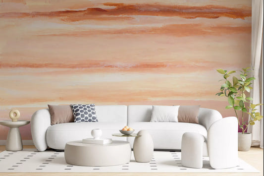 Sunset Horizon Abstract Terracotta Wallpaper Wall Mural