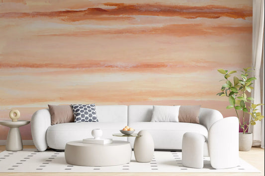 Sunset Horizon Abstract Terracotta Wall Mural