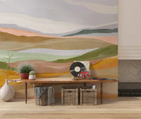 Serene Terracotta and Sage Painted Hills Wallpaper Wall Mural