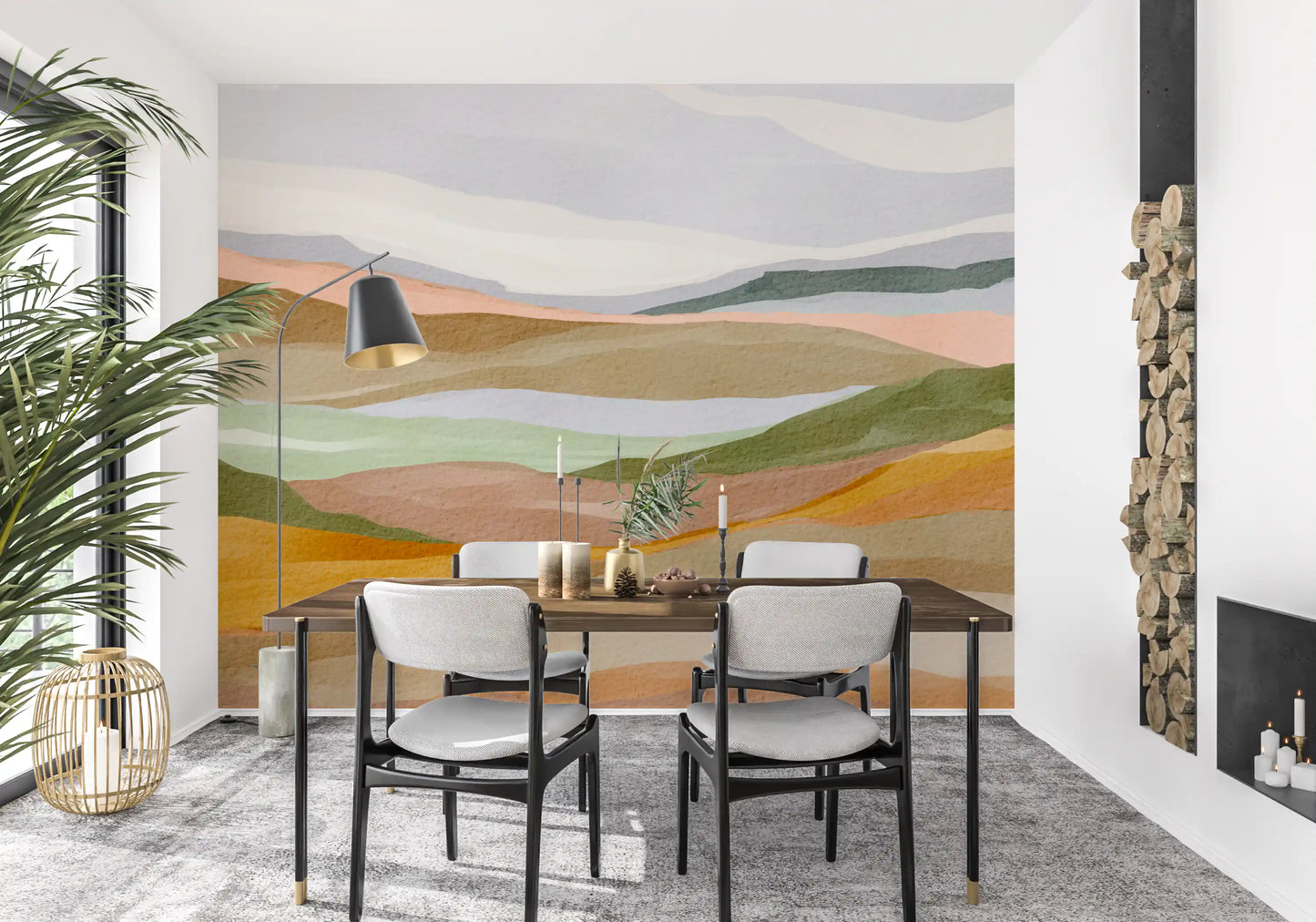 Serene Terracotta and Sage Painted Hills Wallpaper Wall Mural