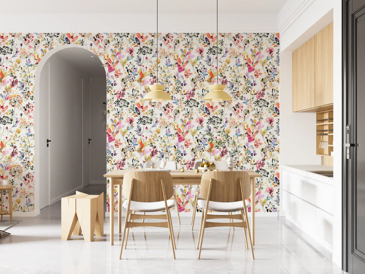 Watercolor Wildflower Meadow Wallpaper Wallpaper⁠